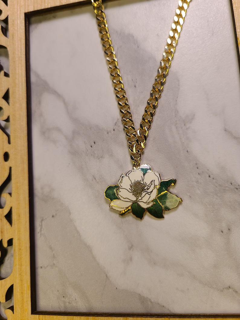 Upcycled Gold Plated Enamel Pendant Necklace